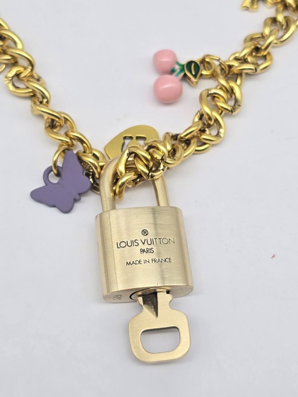 Authentic Louis Vuitton Gold Padlock with Unbranded Decorative Bag Chain / Charm - Picture 8 of 14